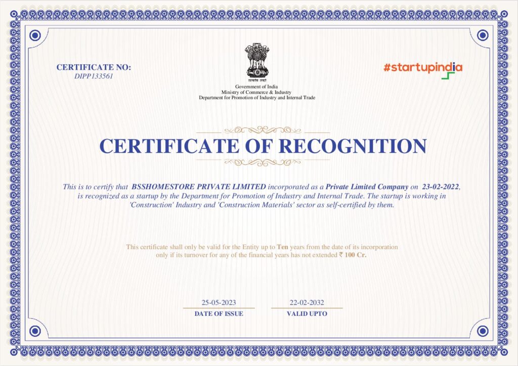 BSSHOMESTORE PRIVATE LIMITED startup india-page-001