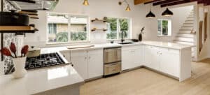 Accent lighting setup U-shaped kitchen
