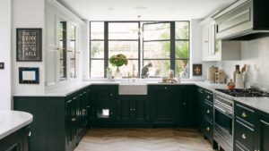 Dark bottom units U shape the kitchen