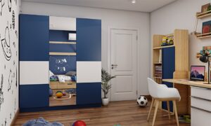 Denim caudate and white Sliding wardrobe design