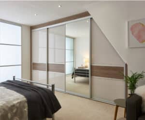 Modern cream 4-door sliding wardrobe design