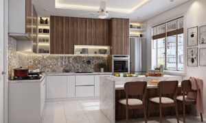 Breakfast bars open kitchen